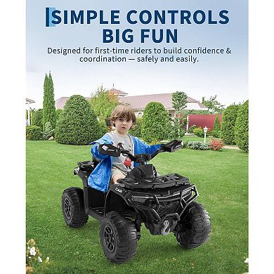 12V Kids Ride-On ATV with Parent Remote, Off-Road 4-Wheeler, Suspension, LED Flag, Bluetooth, Music