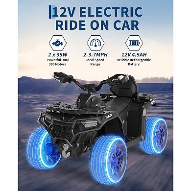 12V Kids Ride-On ATV with Parent Remote, Off-Road 4-Wheeler, Suspension, LED Flag, Bluetooth, Music