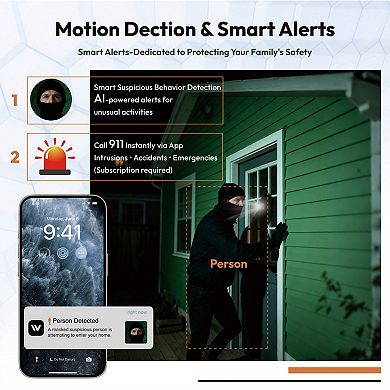 2K Smart Window Camera with AI Alerts, Full-Color Night Vision, and 24/7 Recording