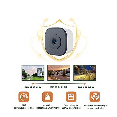 2K Smart Window Camera with AI Alerts, Full-Color Night Vision, and 24/7 Recording