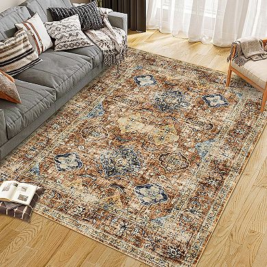 Vintage Persian with Gemstone Pattern Abstract Area Rugs