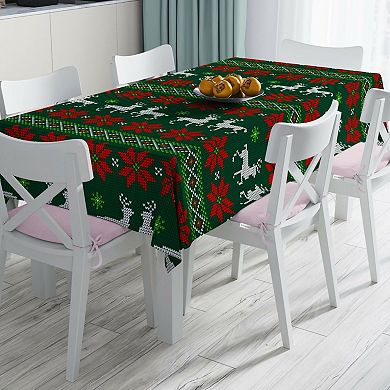 Christmas Tablecloth Wrinkle-Free Table Cover, Perfect for Dining Room Décor