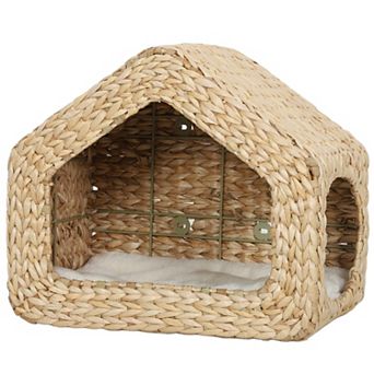 PawHut Wall Mounted Cat House, Cat Wall Furniture with Washable Cushion