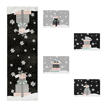 Christmas Table Runner and Placemat 5 pc Set, Christmas Table Decoration, Perfect for Dinner