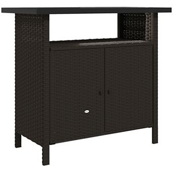 Outsunny Wicker Storage Cabinet, Outdoor Buffet Cabinet,
