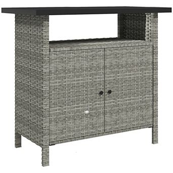 Outsunny Wicker Storage Cabinet, Outdoor Buffet Cabinet