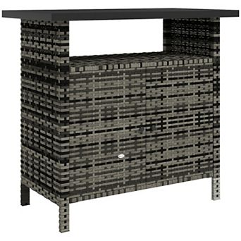 Outsunny Wicker Storage Cabinet, Outdoor Buffet Cabinet