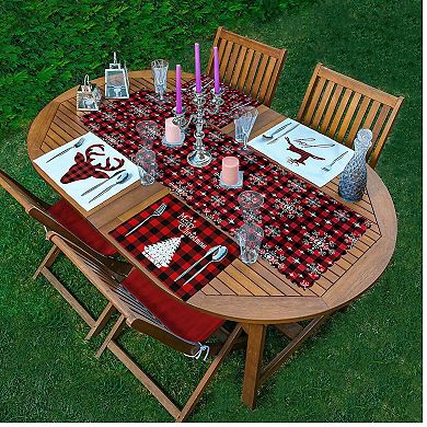 Christmas Table Runner and Placemat 5-Piece Set Holiday Dining Decor, Christmas Decoration