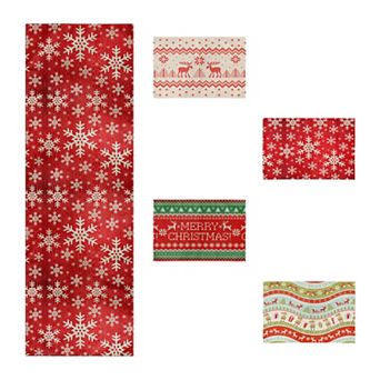Christmas Table Runner and Placemat Set, Christmas Table Decoration 5 pc Set, Perfect for Holiday