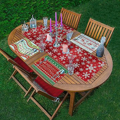 Christmas Table Runner and Placemat Set, Christmas Table Decoration 5-Piece Set, Perfect for Holiday