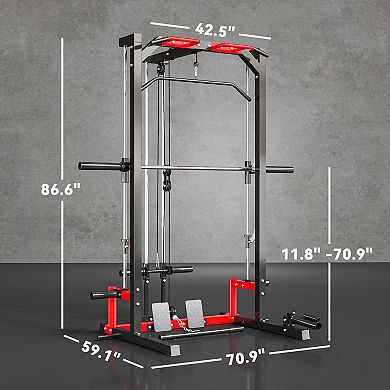 Soozier Smith Machine, Multi-Function Power Cage with Lat Pull Down System
