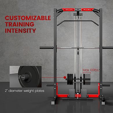 Soozier Smith Machine, Multi-Function Power Cage with Lat Pull Down System