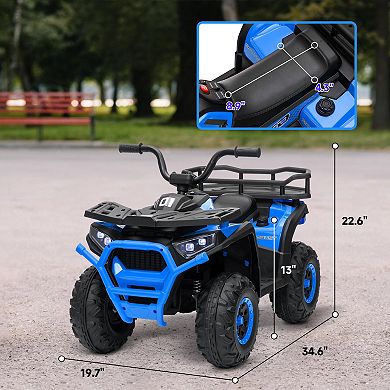 Qaba 12V Kids ATV, 4 Wheeler with Spring Suspension, Storage,