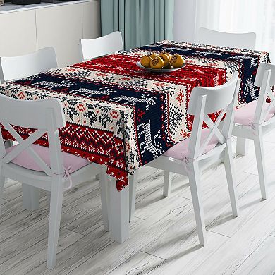 Christmas Tablecloth Stain-Resistant Fabric, Wrinkle-Free Table Cover for Dining Room Décor