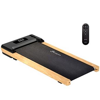 Soozier Wood Walking Pad Under Desk Treadmill with Remote Control, Wheels