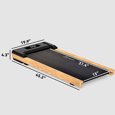 Soozier Wood Walking Pad Under Desk Treadmill with Remote Control, Wheels