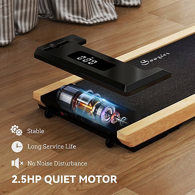 Soozier Wood Walking Pad Under Desk Treadmill with Remote Control, Wheels