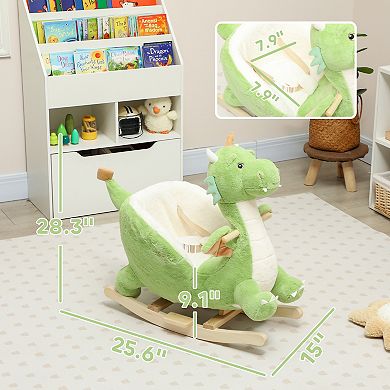 Qaba Baby Rocking Horse, Ride Dragon with Realistic Dragon Roar