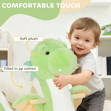 Qaba Baby Rocking Horse, Ride Dragon with Realistic Dragon Roar