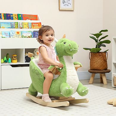 Qaba Baby Rocking Horse, Ride Dragon with Realistic Dragon Roar