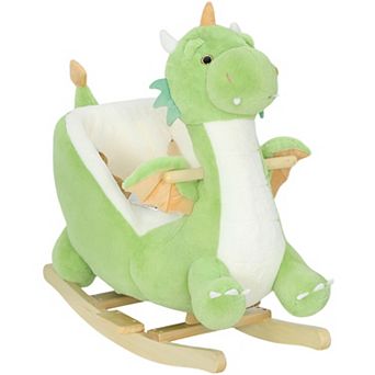 Qaba Baby Rocking Horse, Ride Dragon with Realistic Dragon Roar