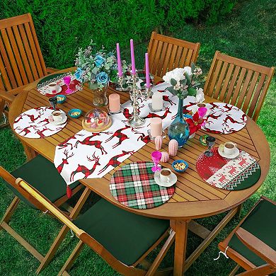 Christmas Round Placemat and Runner Set, Perfect for Holiday, Christmas Decoration 7-Piece Set