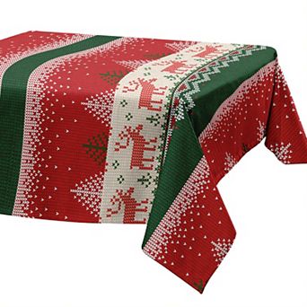 Christmas Tablecloth Stain-Resistant Fabric Table Cover, Perfect for Dining Room or Kitchen
