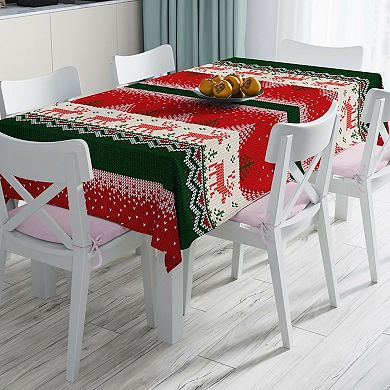 Christmas Tablecloth Stain-Resistant Fabric Table Cover, Perfect for Dining Room or Kitchen