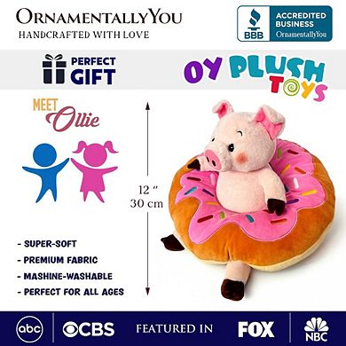 Ollie Oinker the Pig Plushie, Adorable 12" Donut Ring Stuffed Animal for Kids’ Gifts