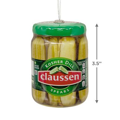 Kraft Claussen Pickles Jar Shatterproof Hallmark Christmas Ornament