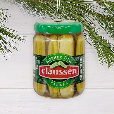 Kraft Claussen Pickles Jar Shatterproof Hallmark Christmas Ornament