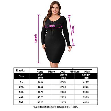 Women's Plus Size Knit Sweater Dress With Adjustable Drawstring Long Sleeve Bodycon Knit Dresses