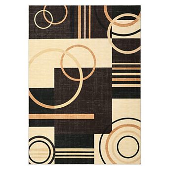 Modern Geometric Machine Washable Non-Slip Rug, Non-Shedding Foldable Low Pile Indoor Floor Mat