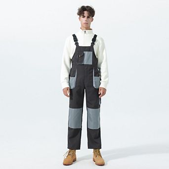 Men's Bib Overalls Loose Fit Workwear with Cargo Pockets
