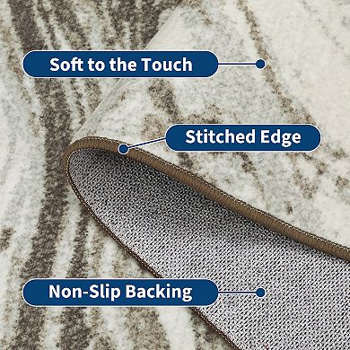 Abstract Machine Washable Rug with Rubber Backing Stain Resistant Thin Carpet