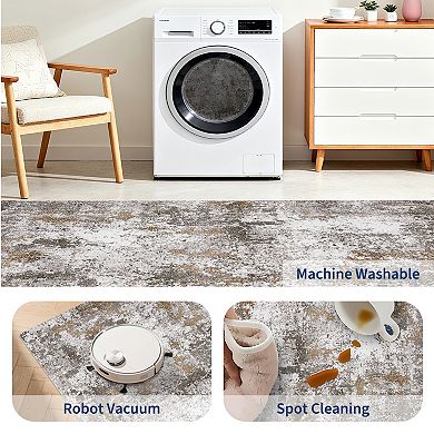 Modern Abstract Machine Washable Area Rugs for Living Room, Non-Slip Soft Stain Resistant Carpet