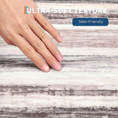 Modern Striped Washable Rugs Stain Resistant Throw Carpet With Non-Slip Backing for Living Room