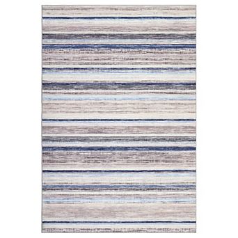 Modern Striped Washable Rugs Stain Resistant Throw Carpet With Non-Slip Backing for Living Room