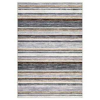 Modern Striped Washable Rugs Stain Resistant Throw Carpet With Non-Slip Backing for Living Room