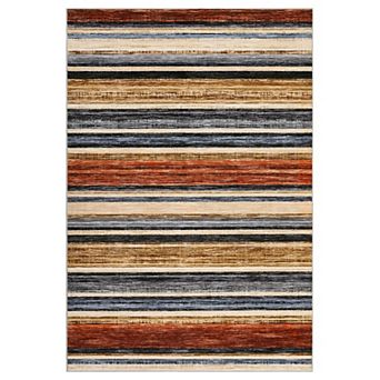Modern Striped Washable Rugs Stain Resistant Throw Carpet With Non-Slip Backing for Living Room