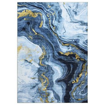 Modern Abstract Washable Area Rugs for Living Room Low Pile Non-Slip Soft Stain Resistant Rug