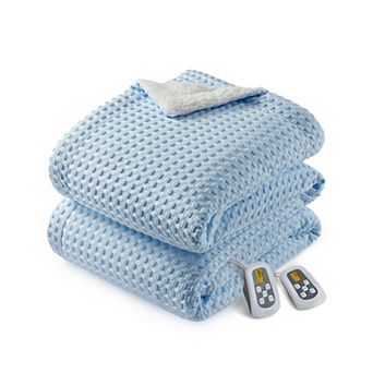 Waffle Weave Electric Blanket Throw with LCD Controller, Fast Heating, Heat Levels & Time Settings