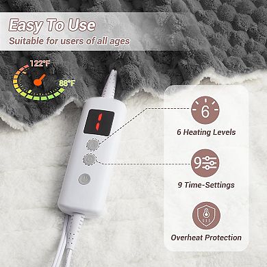 Heated Blanket Electric Blanket, Cozy Soft Fleece Fast Heating Blankets