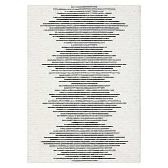 Machine Washable Area Rug Modern Minimalistic Striped Low Pile Rug Stripe Geometric Foldable Carpet