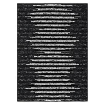 Machine Washable Area Rug Modern Minimalistic Striped Low Pile Rug Stripe Geometric Foldable Carpet