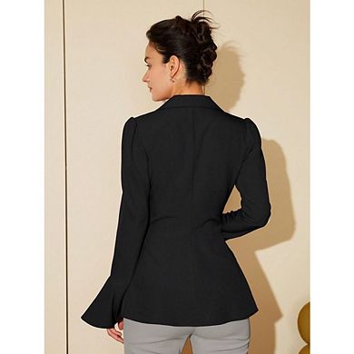 Women Slim Fit Blazers Business Casual Y2K Bell Sleeeve Stretchy Lapel Suit Jacket Office Outfits
