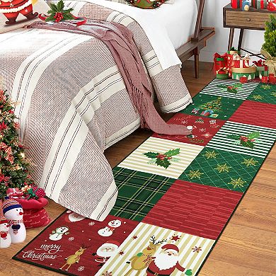 Christmas Rug Non-Slip Soft Washable Non-Shedding Indoor Floor Rug for Living Room, Bedroom