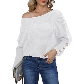 Womens Maternity Pullover Sweaters Batwing Long Sleeve Crewneck Casual Loose Knit Tops with Buttons