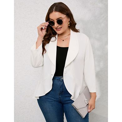 Women Plus Size Casual Blazer Open Front Long Sleeve Work Office Cardigan Jackets