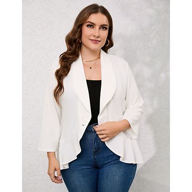 Women Plus Size Casual Blazer Open Front Long Sleeve Work Office Cardigan Jackets